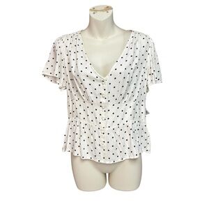 Old Navy Black and Cream size medium NWT Polka Dot V-Neck Blouse